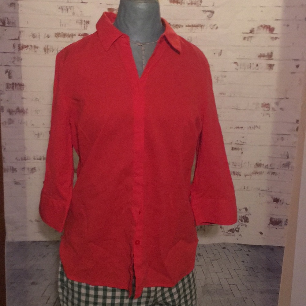 Orange buttoned dress shirt chico’s OP 100% cotton